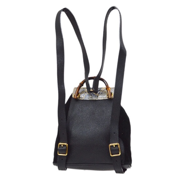 Gucci Python/Suede Bamboo Backpack - Picture 2 of 10
